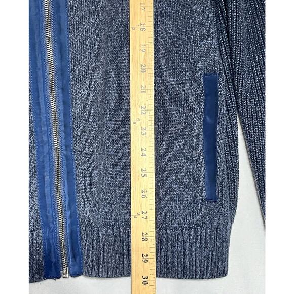 Daniel Hecter Cardigan Sweater Mens XL Blue Heathered Zip Up Mock Collar Pockets - Picture 10 of 13